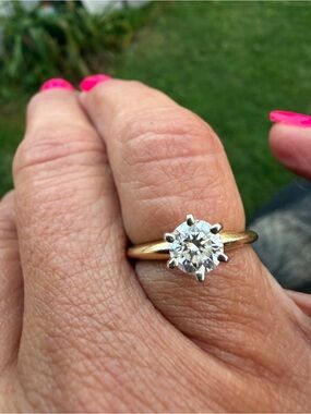 Classic .75 CWT natural diamond engagement ring in 14k yellow gold
